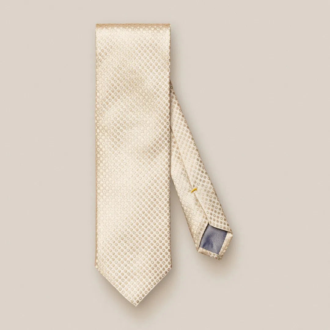 Eton Silk Textured Small Spot Patterned Tie Beige-MALFORD OF LONDON SAVILE ROW MENSWEAR OUTLET