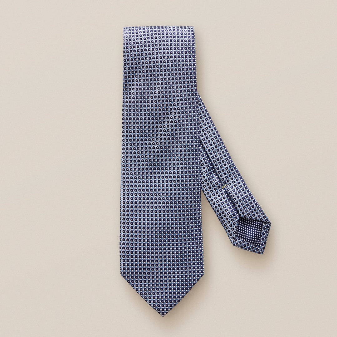 Eton Silk Woven Check Patterned Tie Dark Grey-MALFORD OF LONDON SAVILE ROW MENSWEAR OUTLET