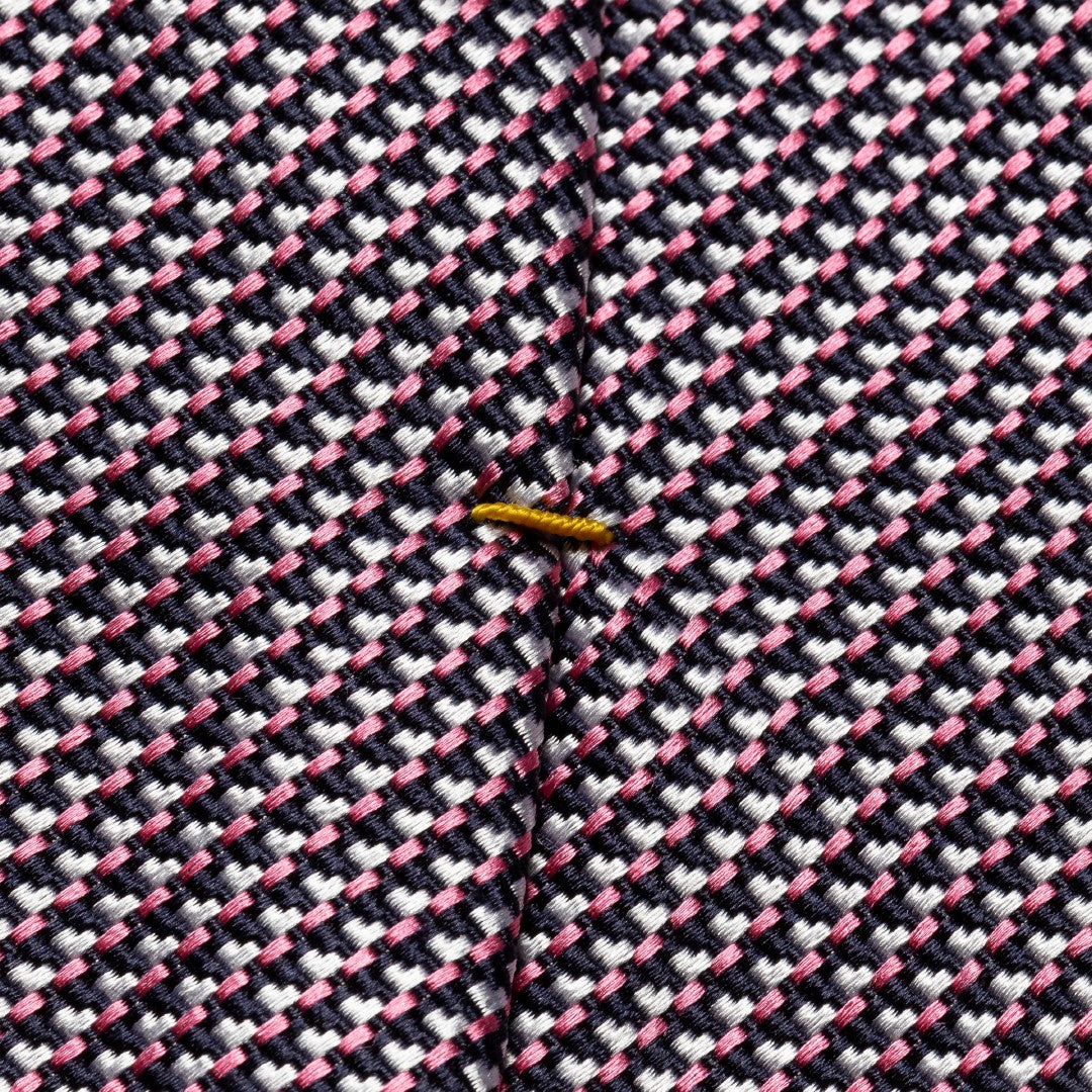 Eton Silk/Cotton Mix Geometric Patterned Tie Pink/Black-MALFORD OF LONDON SAVILE ROW MENSWEAR OUTLET