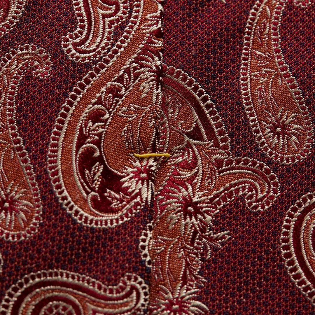 Eton Silk/Linen Mix Paisley Patterned Tie Dark Red-MALFORD OF LONDON SAVILE ROW MENSWEAR OUTLET