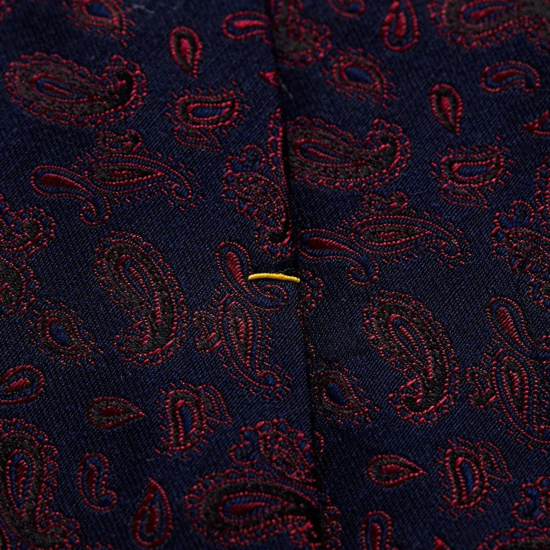 Eton Silk/Wool Mix Paisley Patterned Tie Navy/Red-MALFORD OF LONDON SAVILE ROW MENSWEAR OUTLET