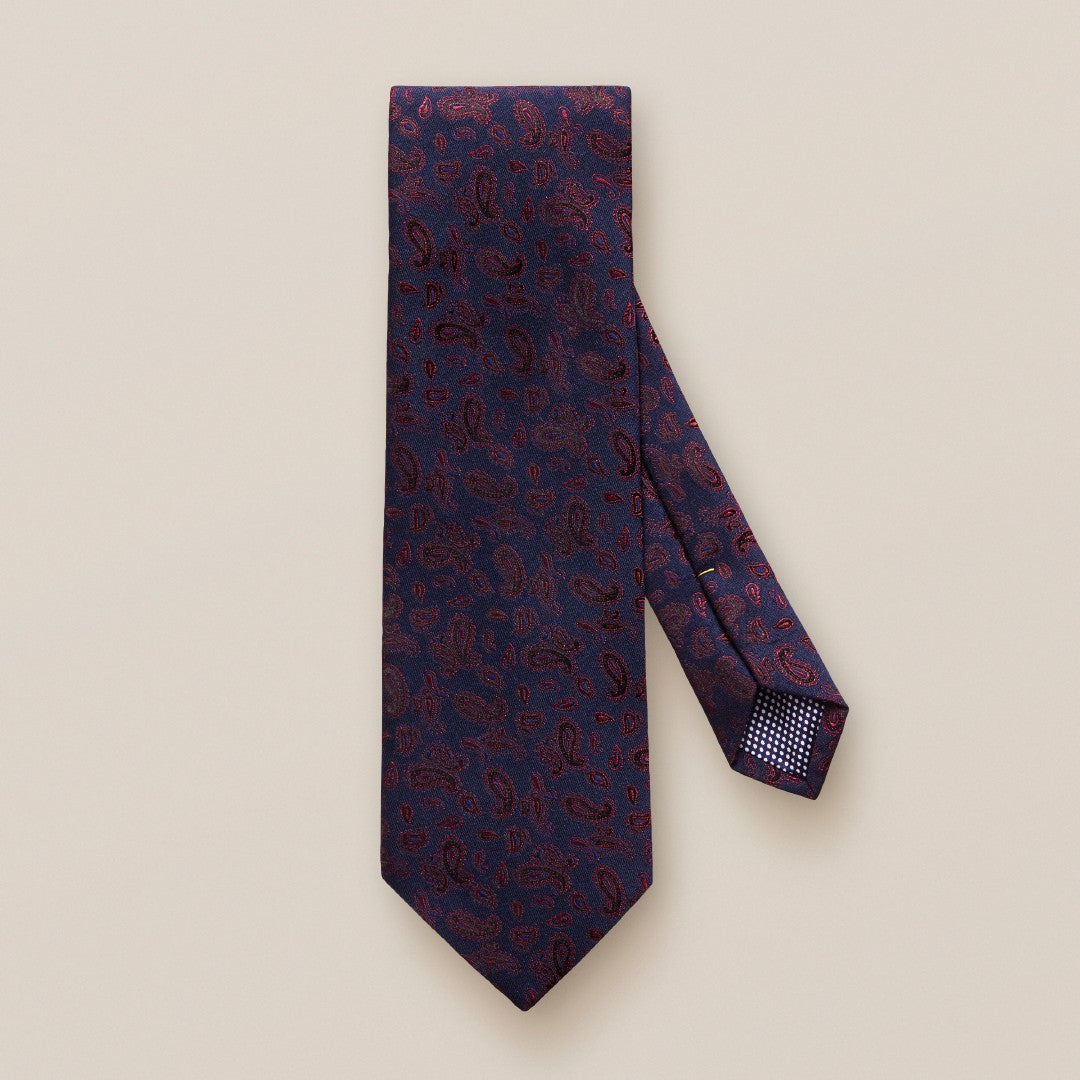 Eton Silk/Wool Mix Paisley Patterned Tie Navy/Red-MALFORD OF LONDON SAVILE ROW MENSWEAR OUTLET