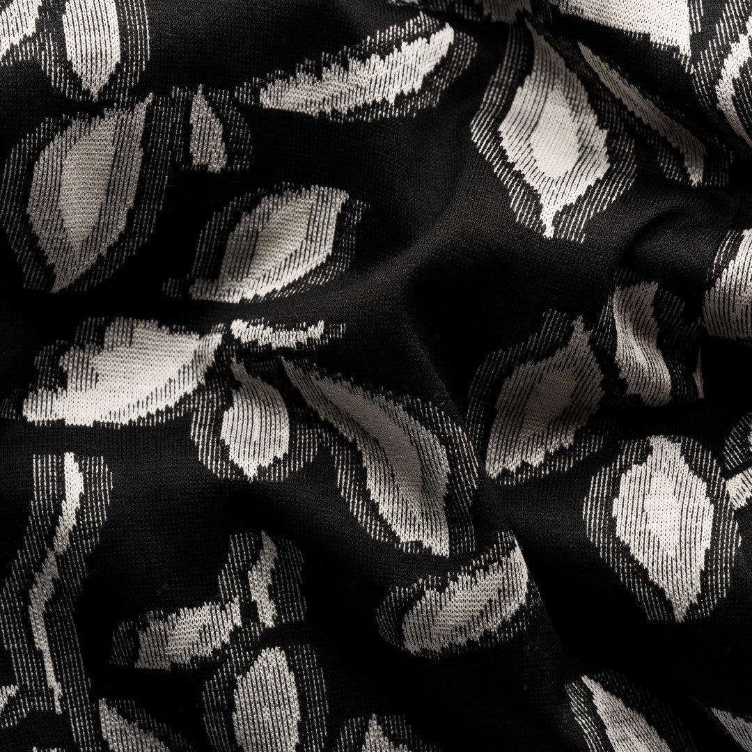 Eton Slim Fit Abstract Leaf Shirt Black White-MALFORD OF LONDON SAVILE ROW MENSWEAR OUTLET