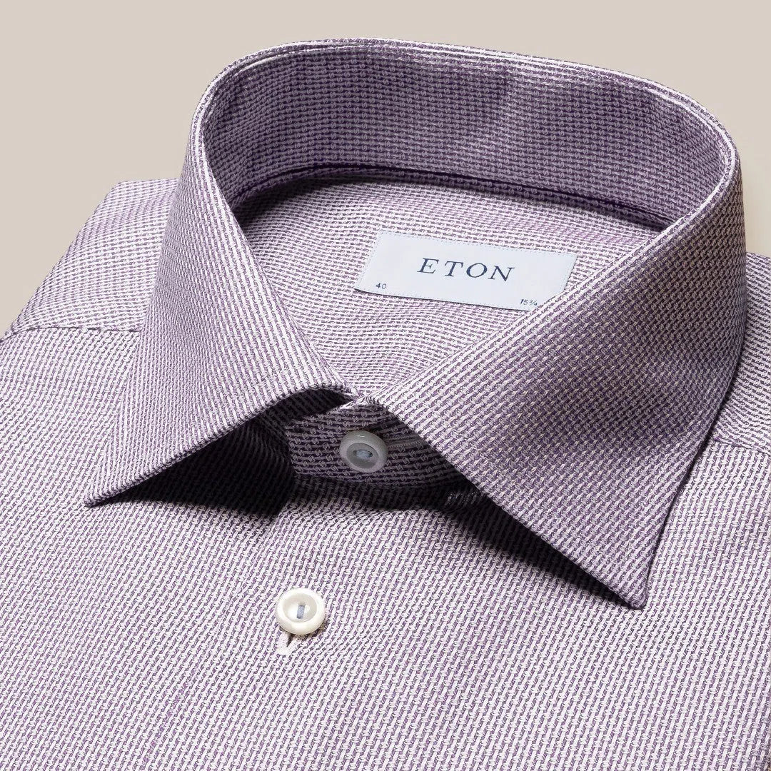 Eton Slim Fit Basket Weave Shirt Pink-MALFORD OF LONDON SAVILE ROW MENSWEAR OUTLET