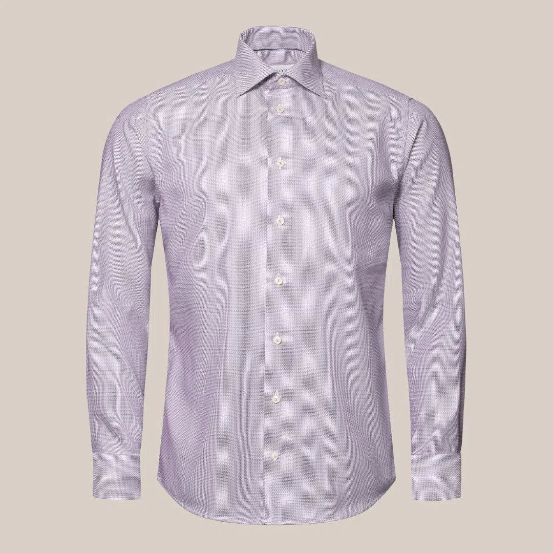 Eton Slim Fit Basket Weave Shirt Pink-MALFORD OF LONDON SAVILE ROW MENSWEAR OUTLET