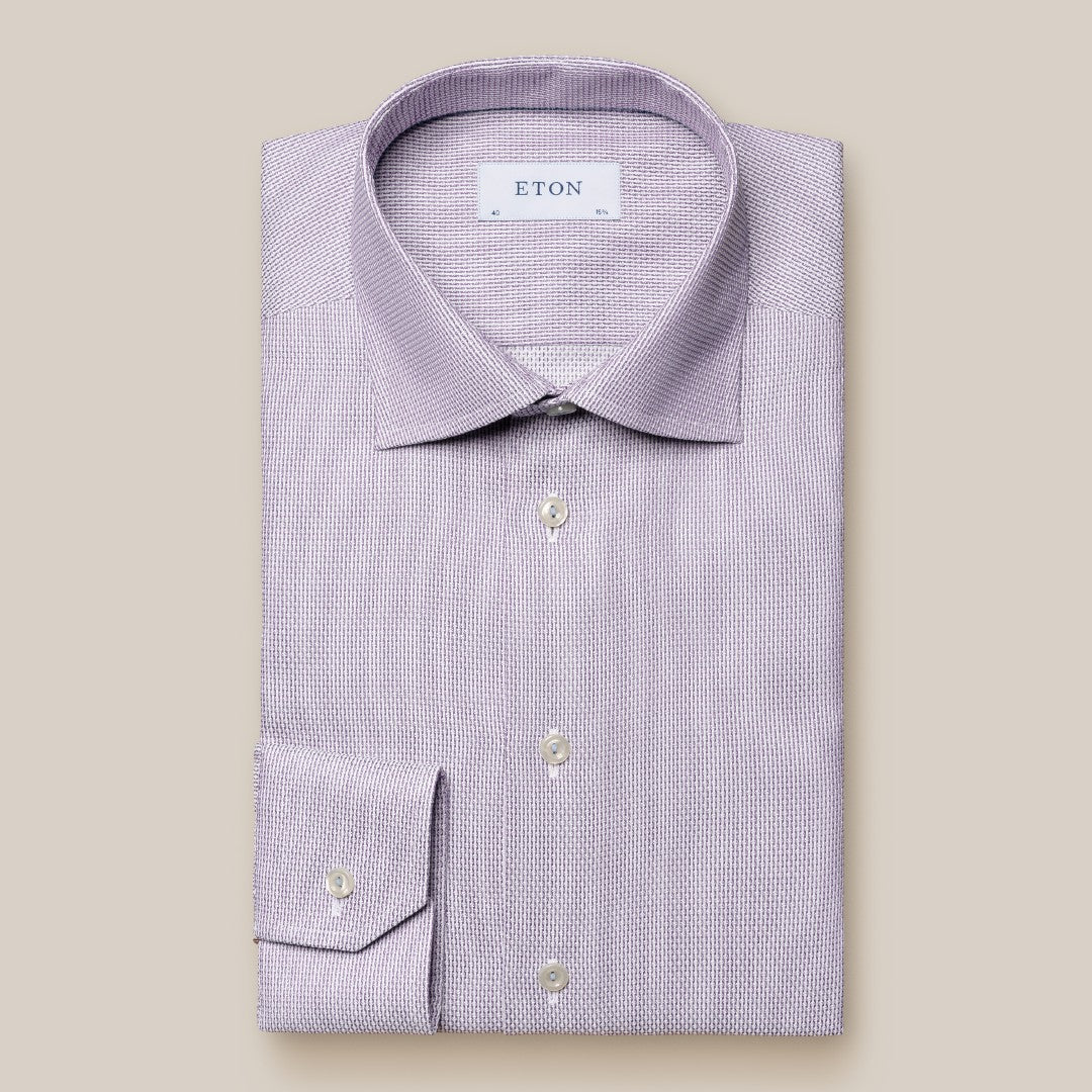 Eton Slim Fit Basket Weave Shirt Pink-MALFORD OF LONDON SAVILE ROW MENSWEAR OUTLET