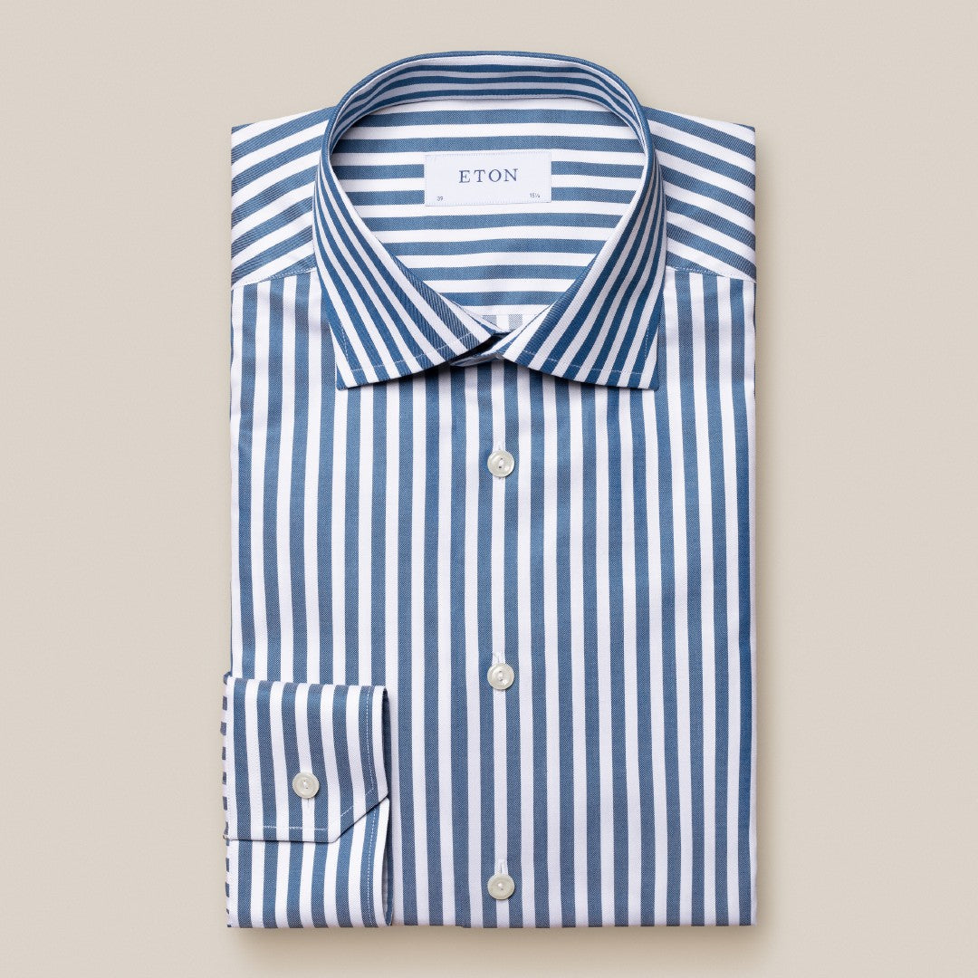 Eton Slim Fit Bengal Stripe Shirt Dark Blue