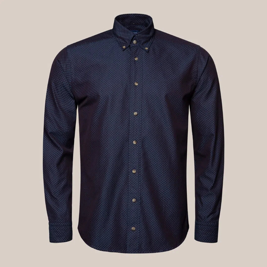 Eton Slim Fit Casual Micro Paisley Shirt Indigo-MALFORD OF LONDON SAVILE ROW MENSWEAR OUTLET