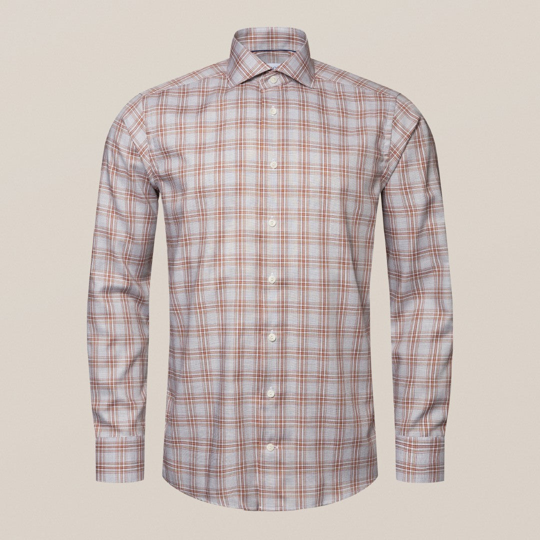 Eton Slim Fit Check Shirt Brown-MALFORD OF LONDON SAVILE ROW MENSWEAR OUTLET