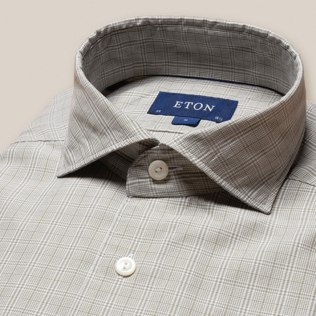 Eton Slim Fit Check Shirt Light Green-MALFORD OF LONDON SAVILE ROW MENSWEAR OUTLET