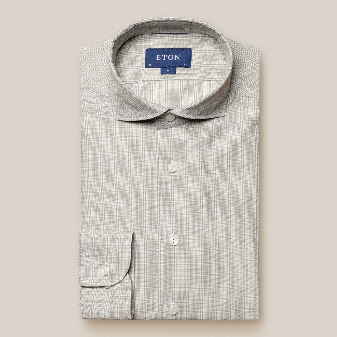 Eton Slim Fit Check Shirt Light Green-MALFORD OF LONDON SAVILE ROW MENSWEAR OUTLET