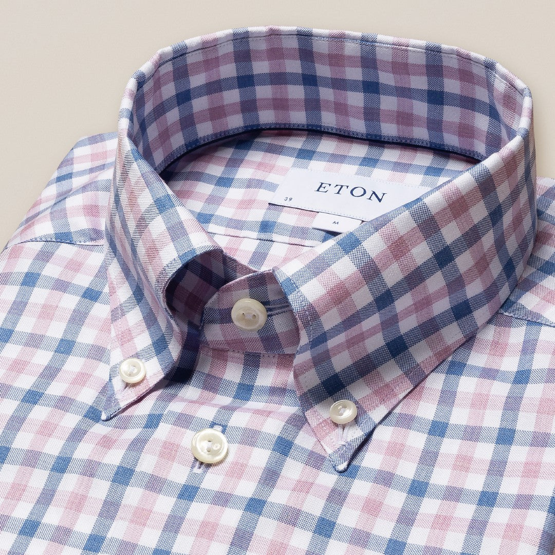 Eton Slim Fit Check Shirt Pink-MALFORD OF LONDON SAVILE ROW MENSWEAR OUTLET