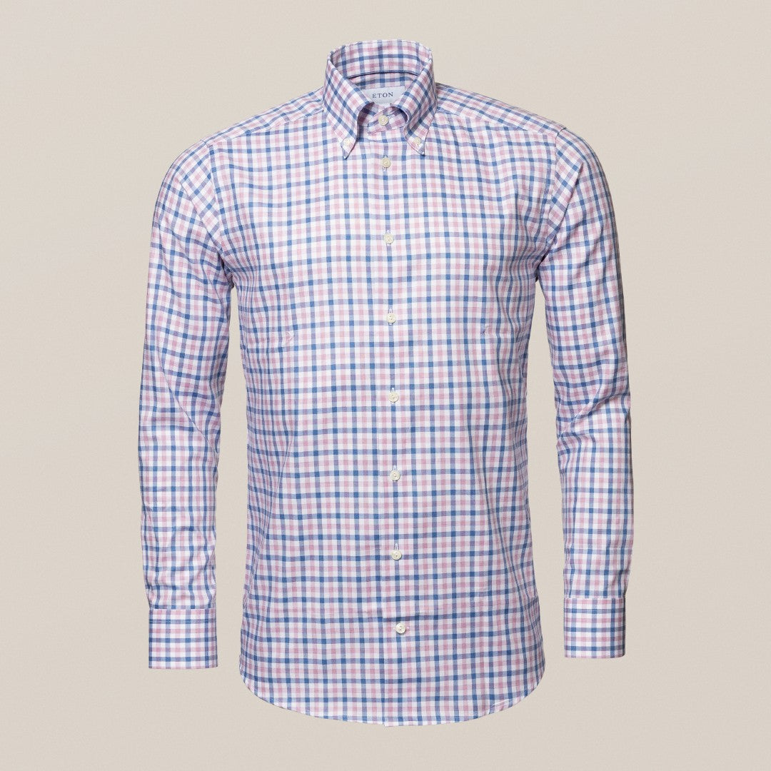 Eton Slim Fit Check Shirt Pink-MALFORD OF LONDON SAVILE ROW MENSWEAR OUTLET