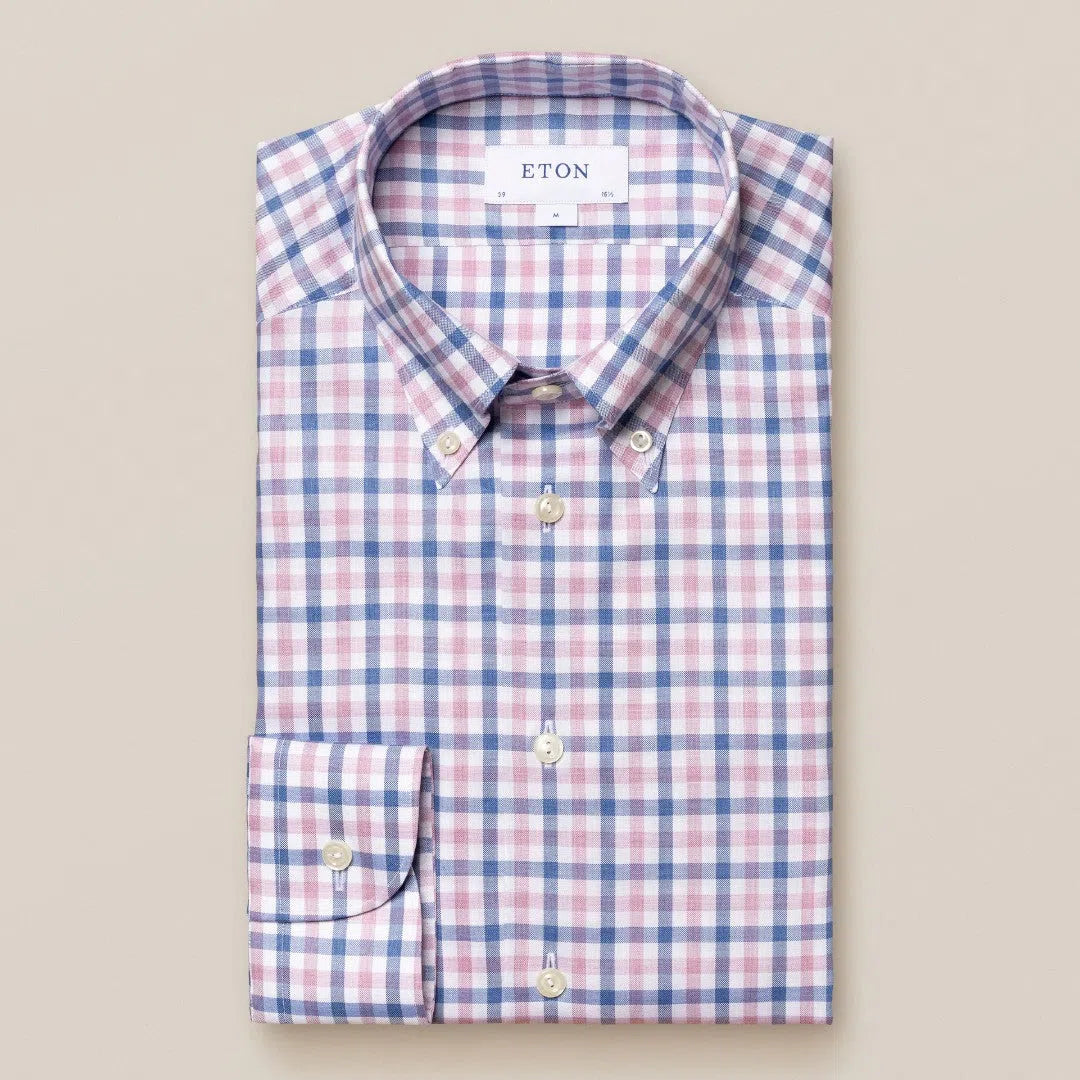 Eton Slim Fit Check Shirt Pink-MALFORD OF LONDON SAVILE ROW MENSWEAR OUTLET