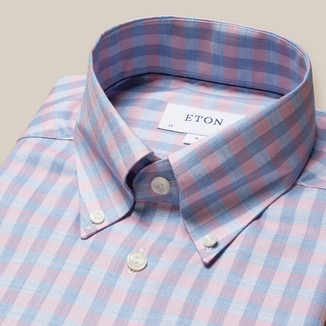 Eton Slim Fit Check Shirt Pink/Blues-MALFORD OF LONDON SAVILE ROW MENSWEAR OUTLET