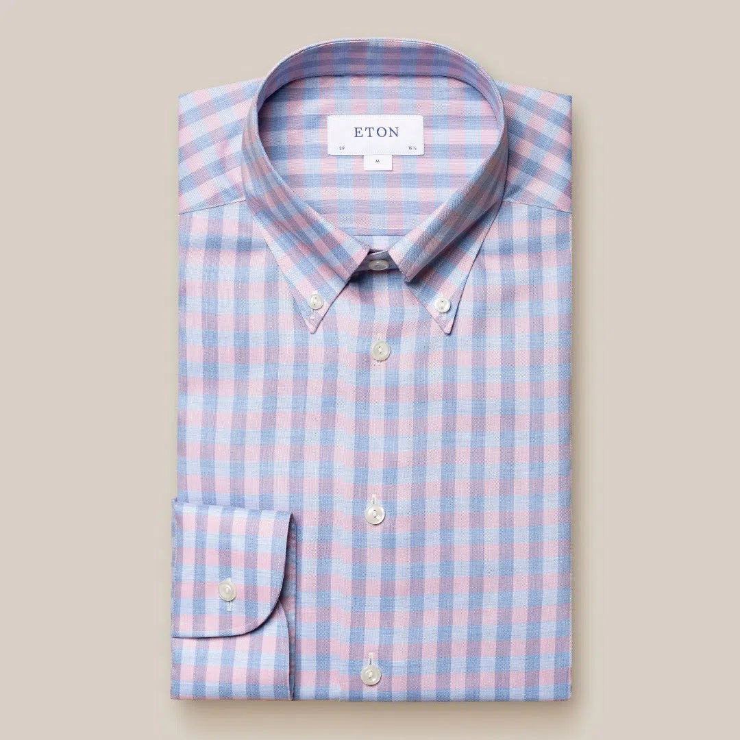 Eton Slim Fit Check Shirt Pink/Blues-MALFORD OF LONDON SAVILE ROW MENSWEAR OUTLET