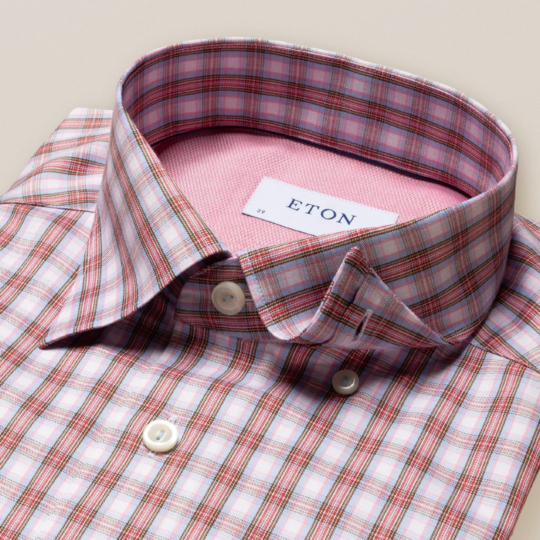 Eton Slim Fit Check Shirt Red-MALFORD OF LONDON SAVILE ROW MENSWEAR OUTLET