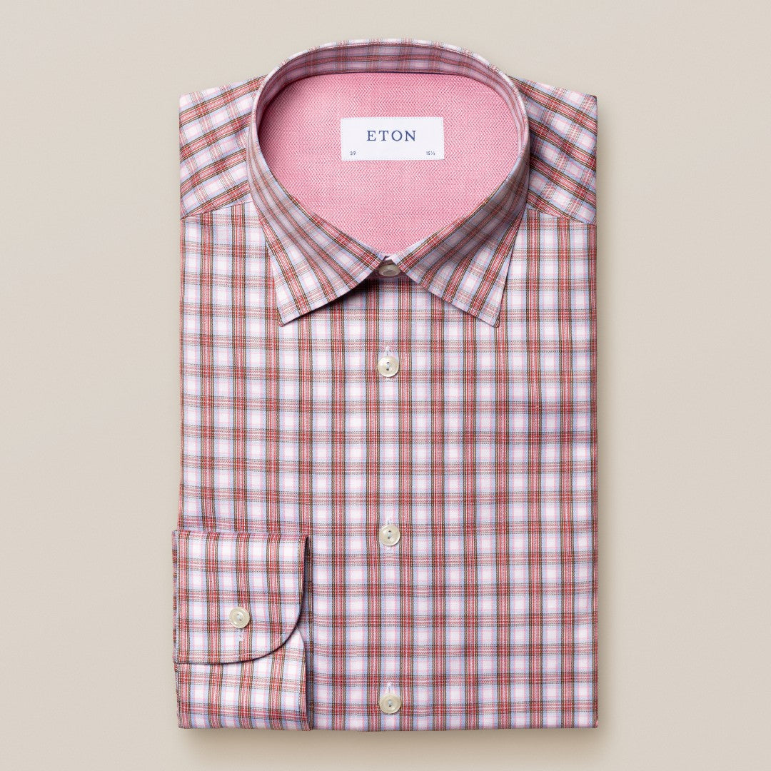 Eton Slim Fit Check Shirt Red-MALFORD OF LONDON SAVILE ROW MENSWEAR OUTLET