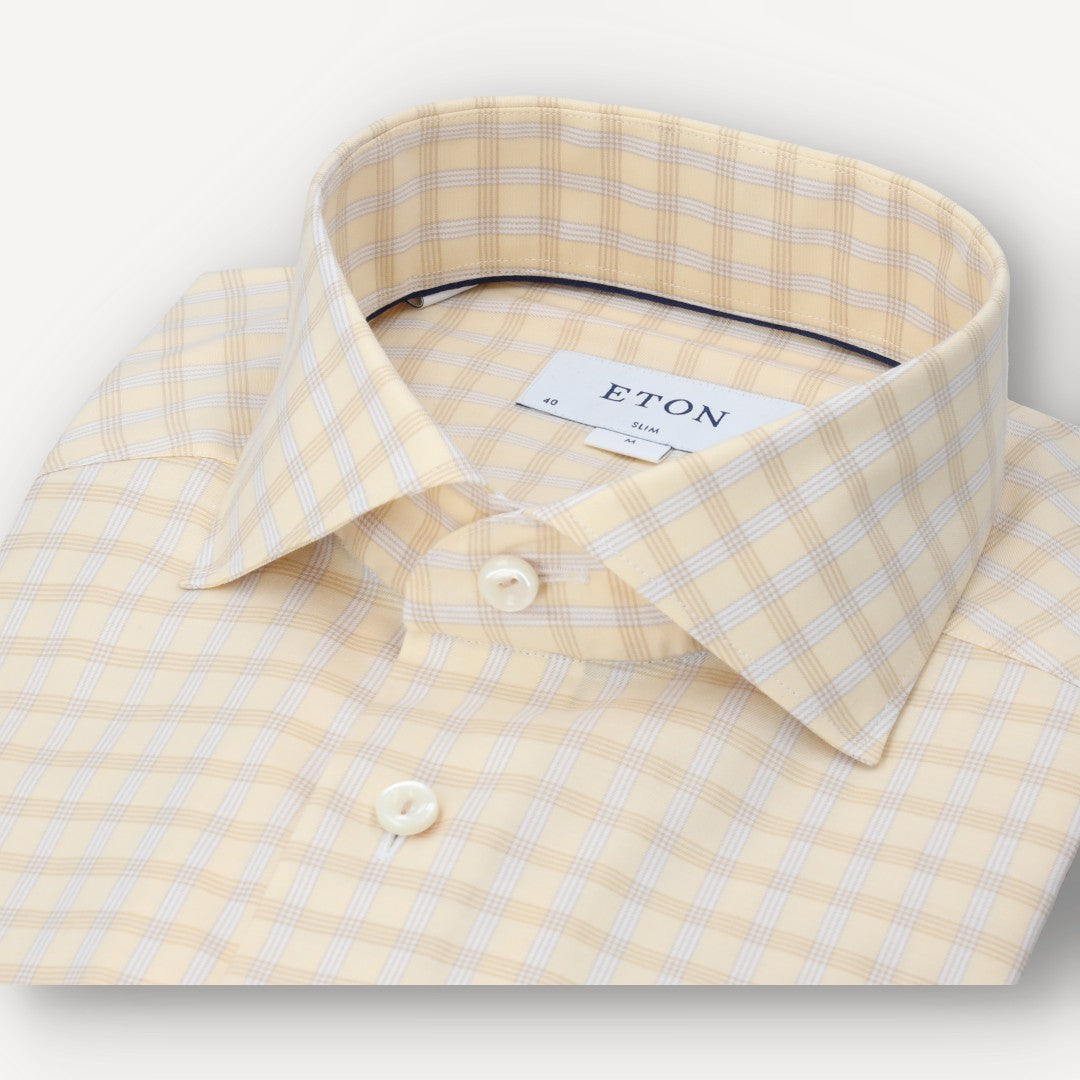 Eton Slim Fit Check Shirt Yellow-MALFORD OF LONDON SAVILE ROW MENSWEAR OUTLET