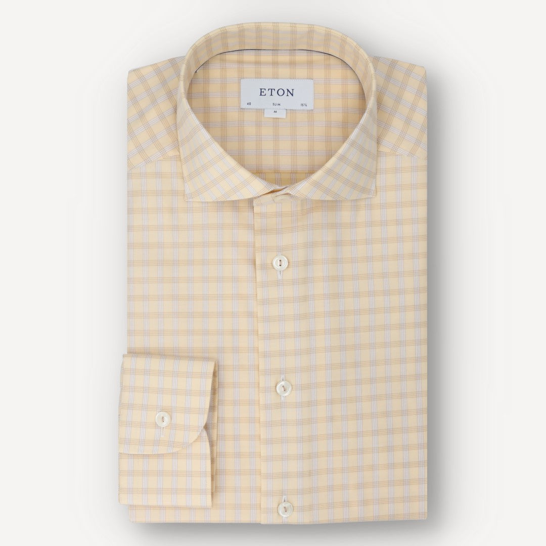 Eton Slim Fit Check Shirt Yellow-MALFORD OF LONDON SAVILE ROW MENSWEAR OUTLET