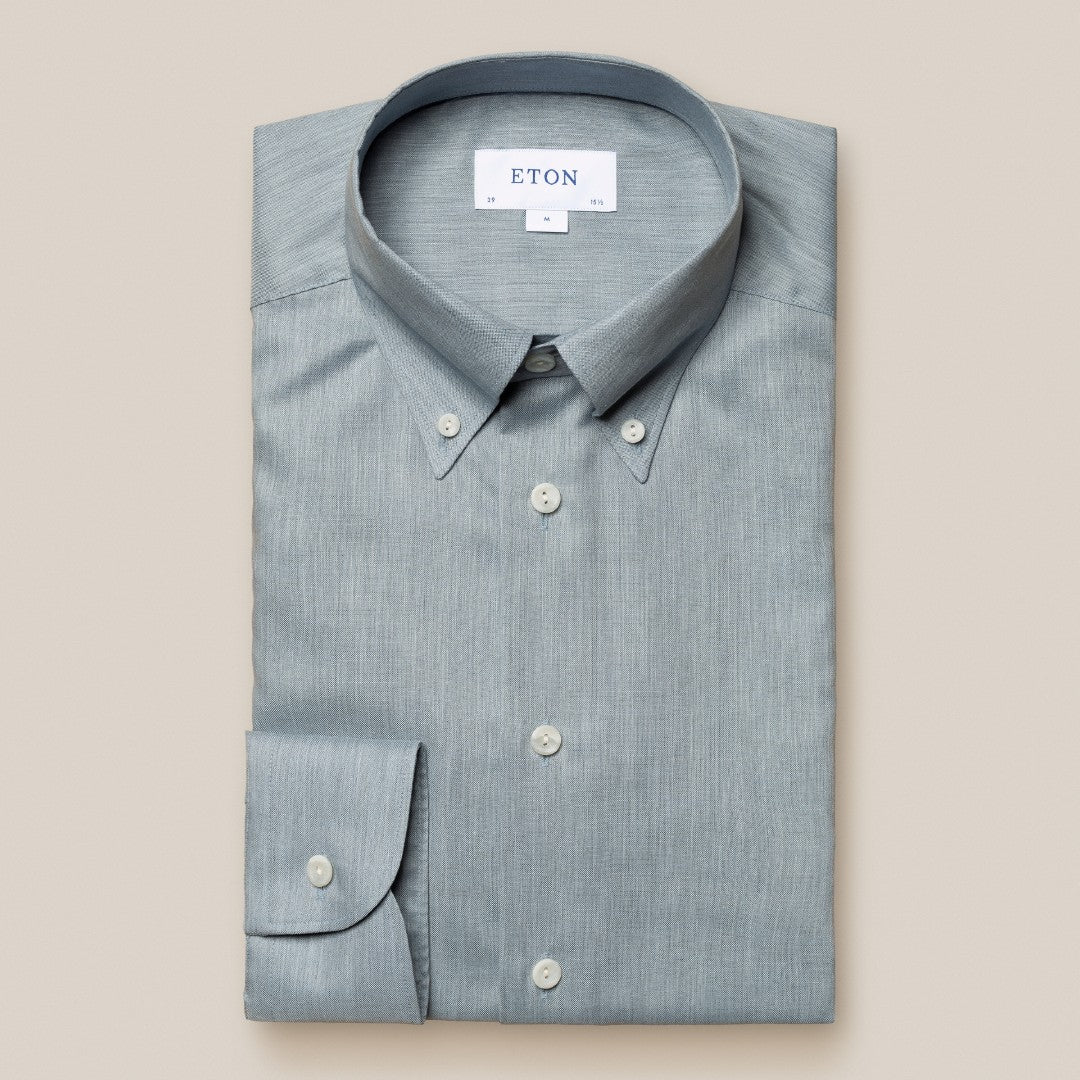 Eton Slim Fit Checkerboard Weave Shirt Light Blue-MALFORD OF LONDON SAVILE ROW MENSWEAR OUTLET