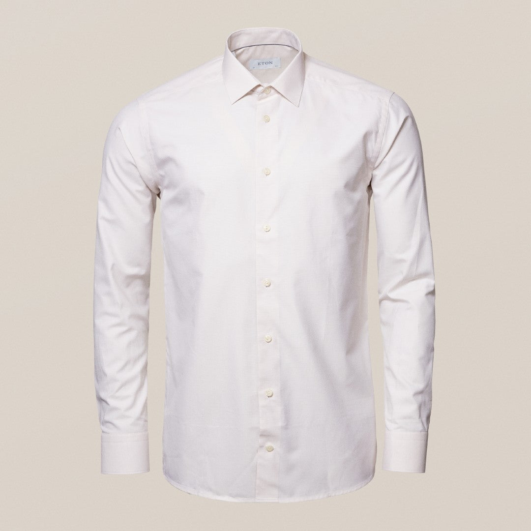 Eton Slim Fit Contrast Placket Shirt Beige-MALFORD OF LONDON SAVILE ROW MENSWEAR OUTLET