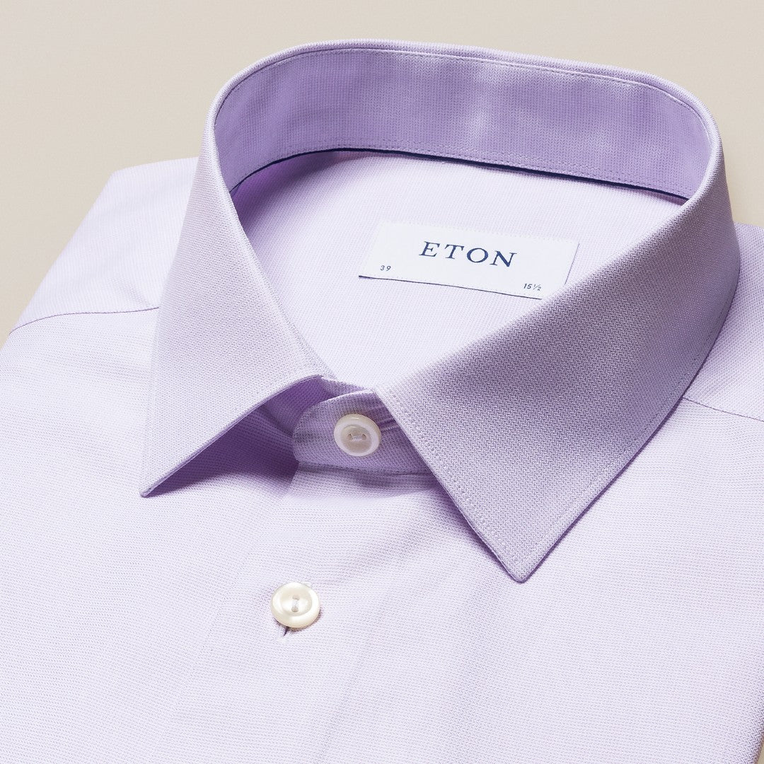 Eton Slim Fit Contrast Placket Shirt Light Purple-MALFORD OF LONDON SAVILE ROW MENSWEAR OUTLET