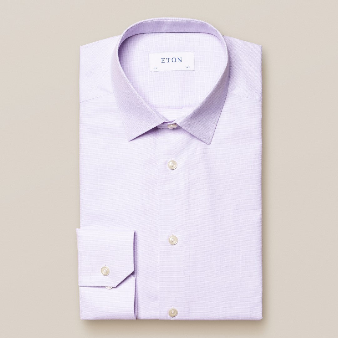 Eton Slim Fit Contrast Placket Shirt Light Purple-MALFORD OF LONDON SAVILE ROW MENSWEAR OUTLET