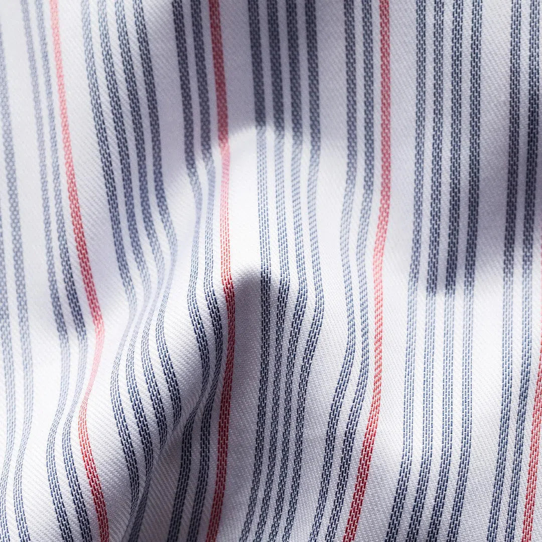 Eton Slim Fit Contrast Stripe Shirt Navy Blue-MALFORD OF LONDON SAVILE ROW MENSWEAR OUTLET