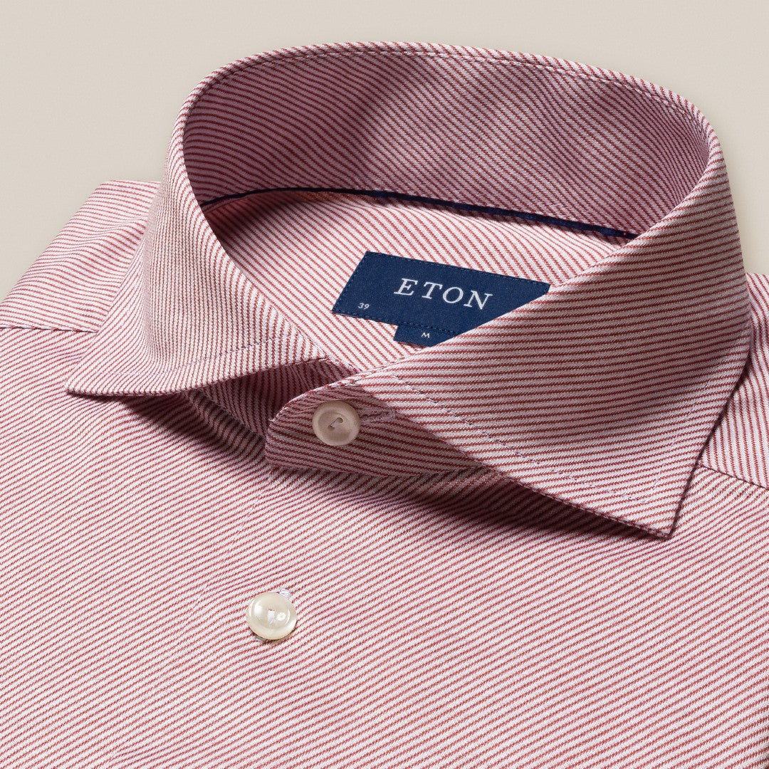 Eton Slim Fit Diagonal Stripe Shirt Red-MALFORD OF LONDON SAVILE ROW MENSWEAR OUTLET