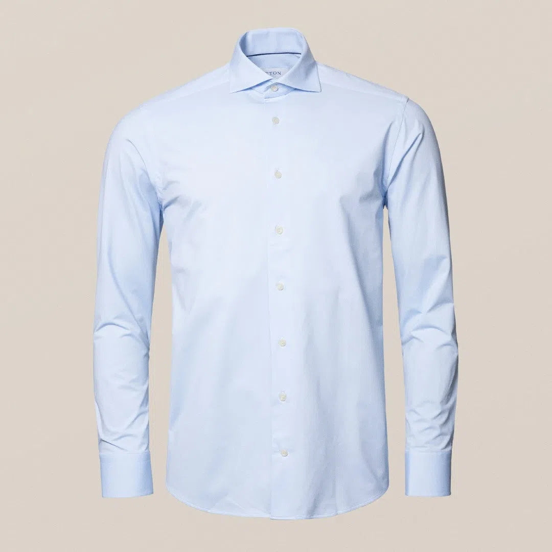 Eton Slim Fit Diamond Texture Shirt Light Blue-MALFORD OF LONDON SAVILE ROW MENSWEAR OUTLET