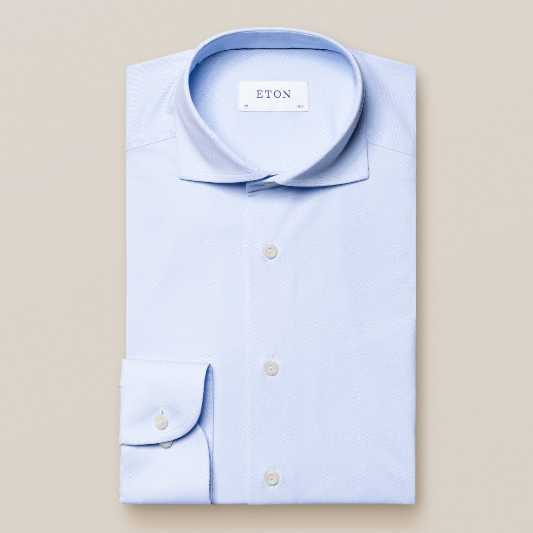 Eton Slim Fit Diamond Texture Shirt Light Blue-MALFORD OF LONDON SAVILE ROW MENSWEAR OUTLET