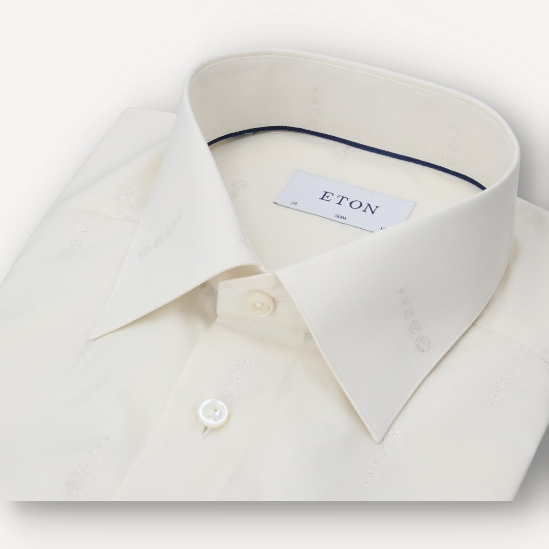 Eton Slim Fit Embroidered Circle Shirt Off-White-MALFORD OF LONDON SAVILE ROW MENSWEAR OUTLET