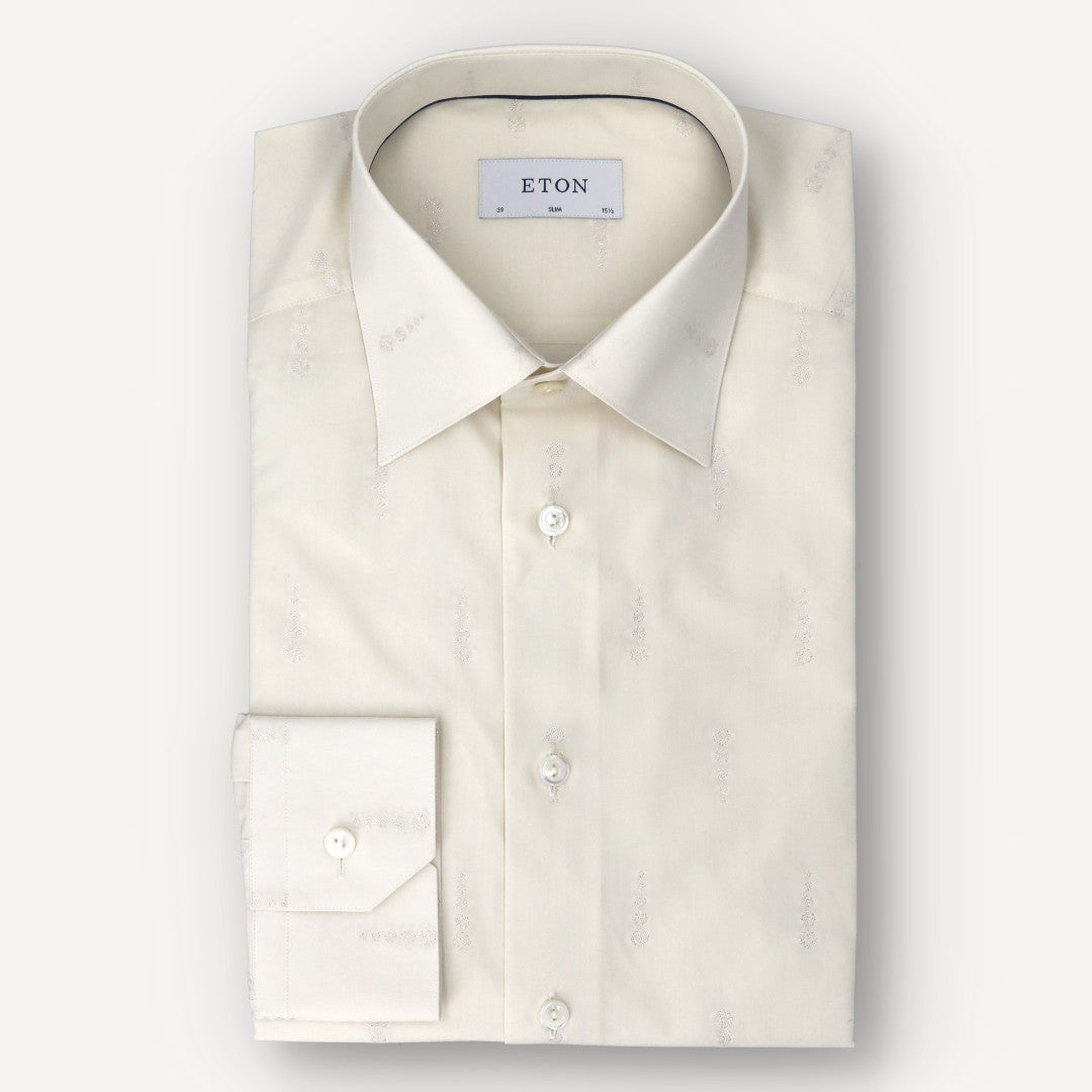 Eton Slim Fit Embroidered Circle Shirt Off-White-MALFORD OF LONDON SAVILE ROW MENSWEAR OUTLET