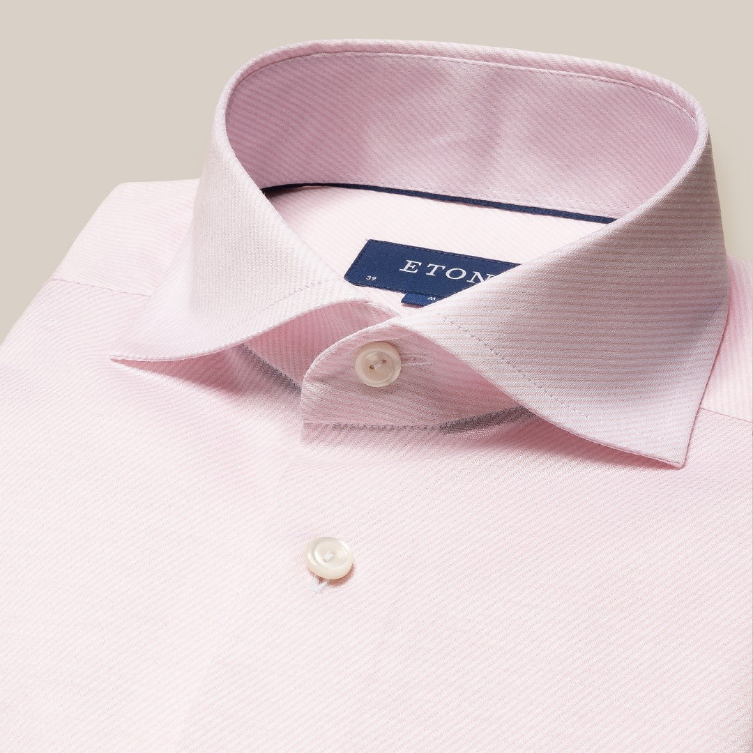 Eton Slim Fit Fine Diagonal Stripe Jacquard Shirt Pink-MALFORD OF LONDON SAVILE ROW MENSWEAR OUTLET