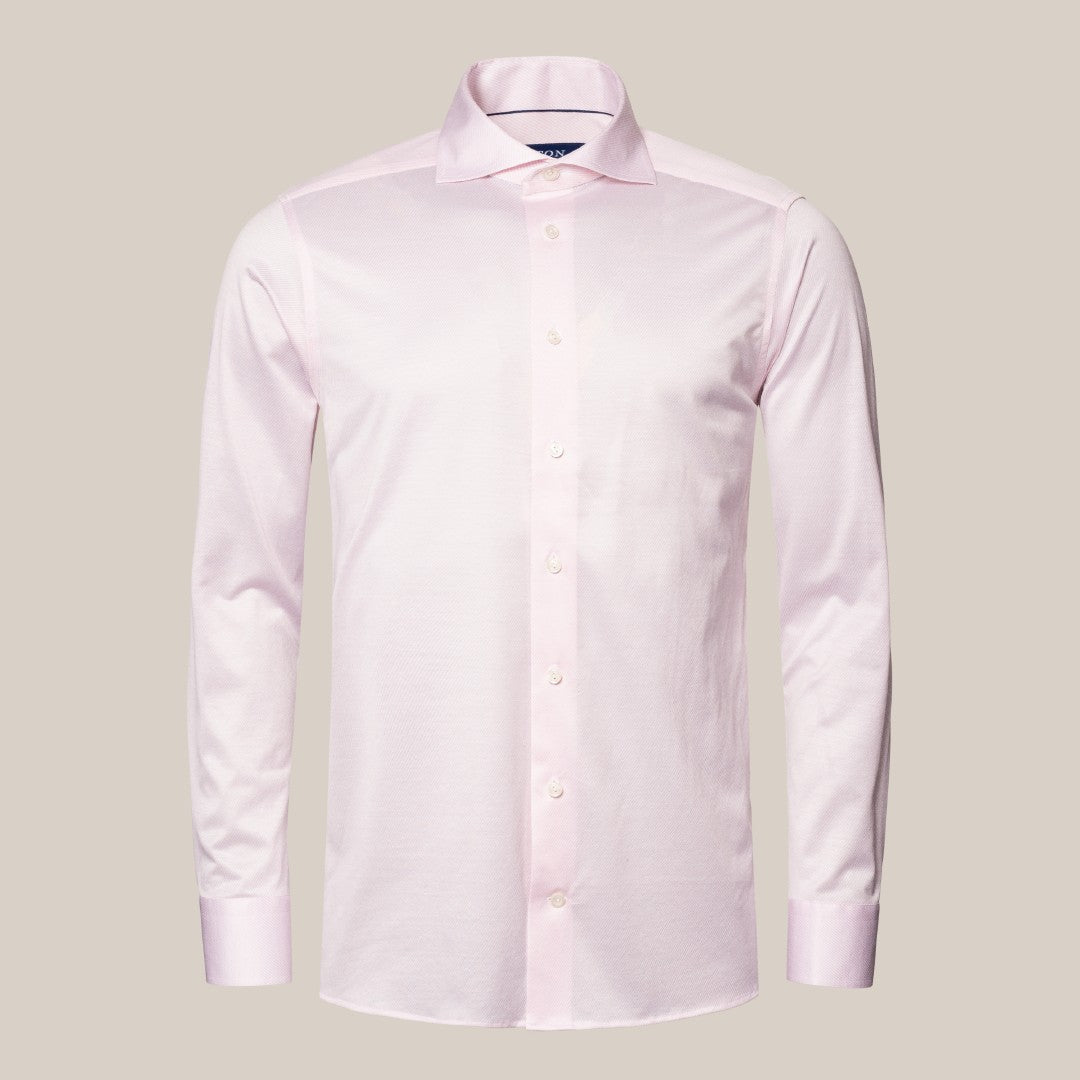 Eton Slim Fit Fine Diagonal Stripe Jacquard Shirt Pink-MALFORD OF LONDON SAVILE ROW MENSWEAR OUTLET