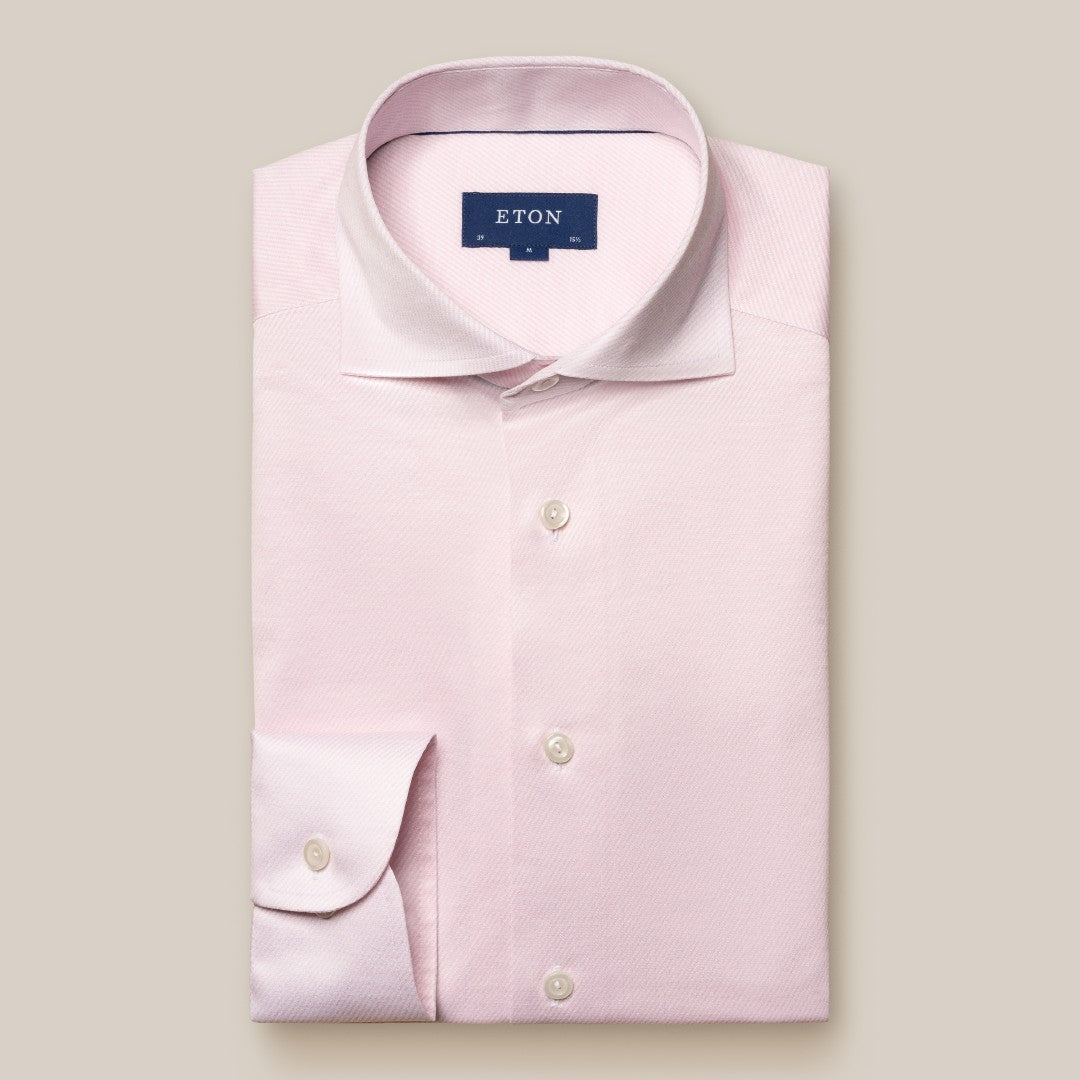 Eton Slim Fit Fine Diagonal Stripe Jacquard Shirt Pink-MALFORD OF LONDON SAVILE ROW MENSWEAR OUTLET