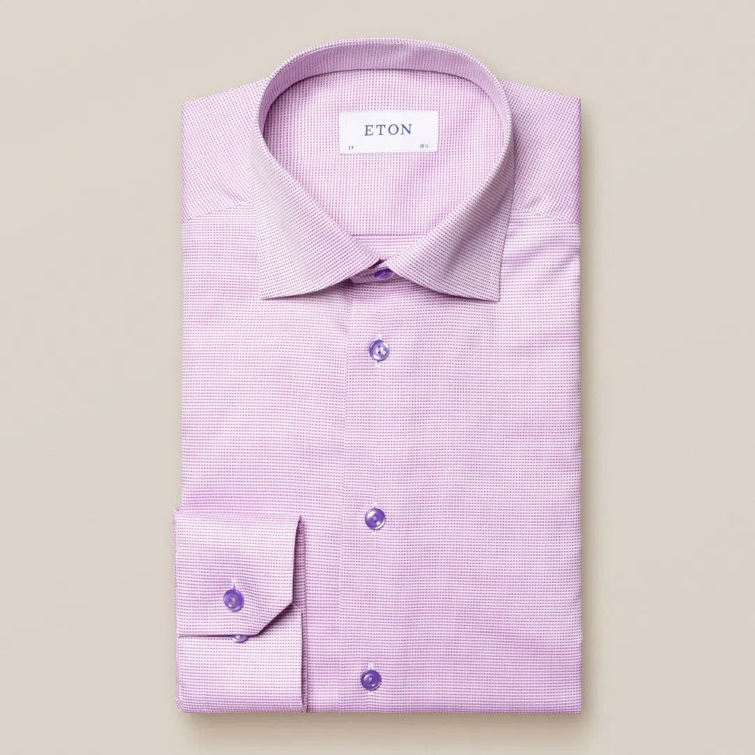 Eton Slim Fit Geometric Dobby Shirt Mid Purple-MALFORD OF LONDON SAVILE ROW MENSWEAR OUTLET