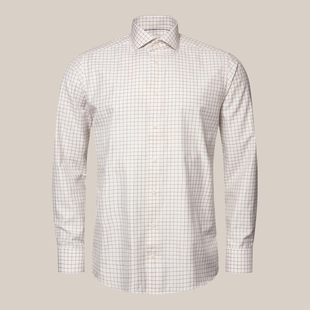 Eton Slim Fit Graph Check Shirt Beige-MALFORD OF LONDON SAVILE ROW MENSWEAR OUTLET