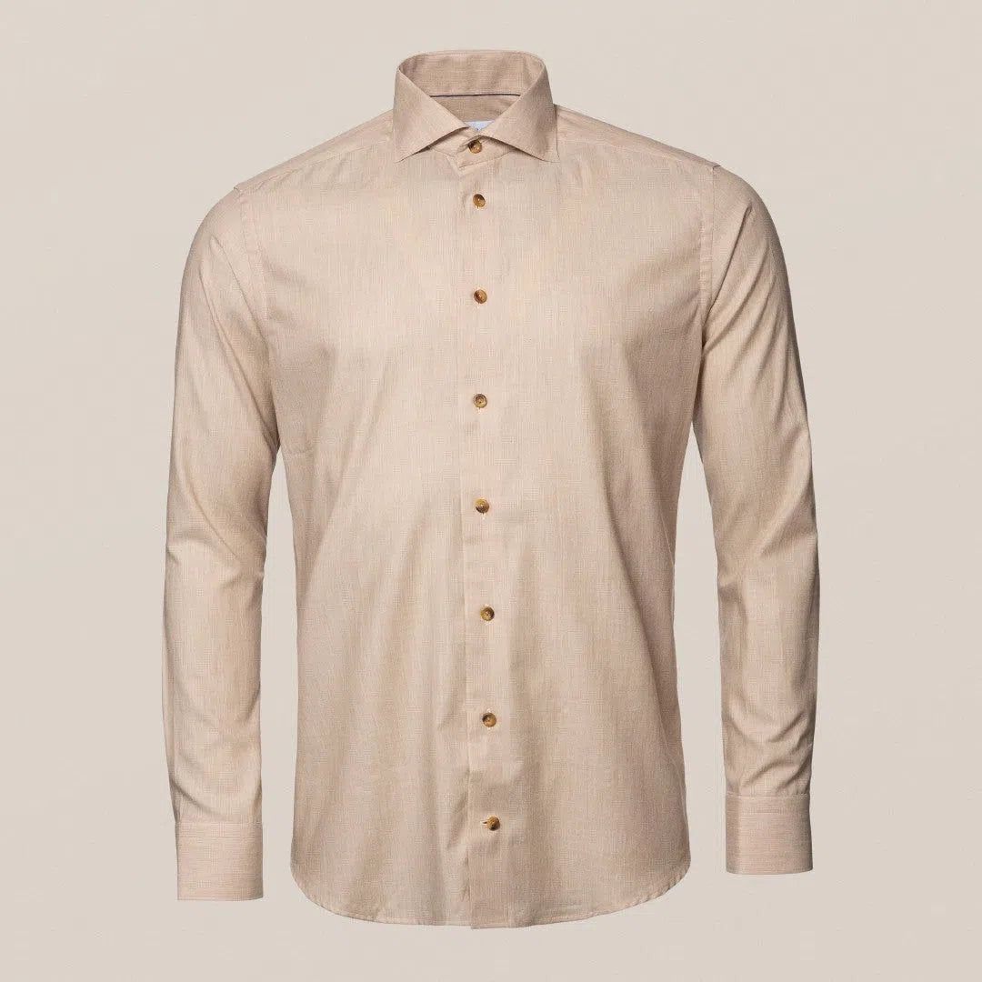 Eton Slim Fit Herringbone Fine Twill Shirt Beige-MALFORD OF LONDON SAVILE ROW MENSWEAR OUTLET