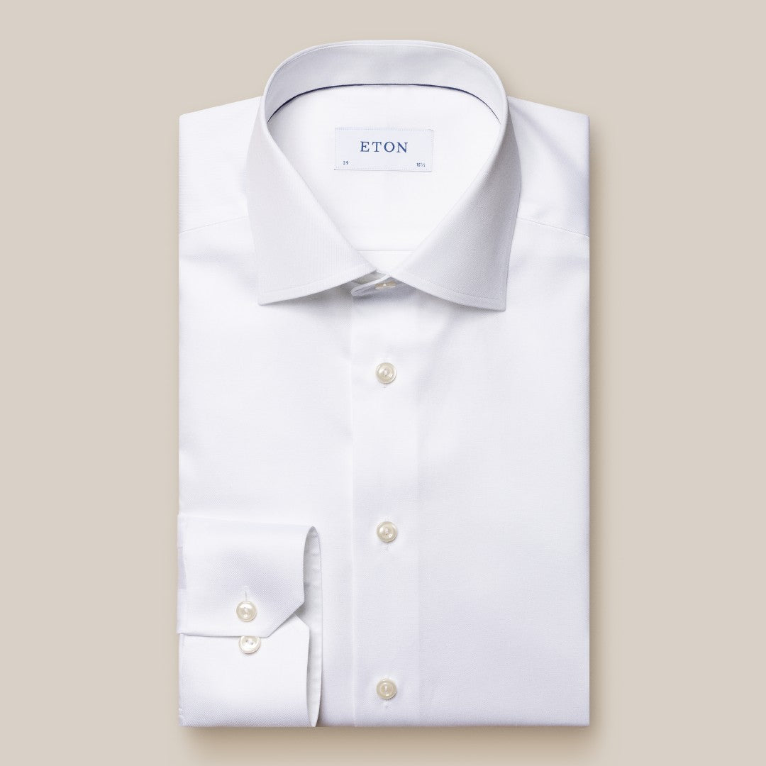 Eton Slim Fit Hidden Heart Shirt White-MALFORD OF LONDON SAVILE ROW MENSWEAR OUTLET