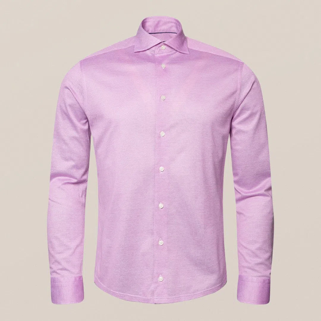 Eton Slim Fit Knitted Shirt Pink-MALFORD OF LONDON SAVILE ROW MENSWEAR OUTLET