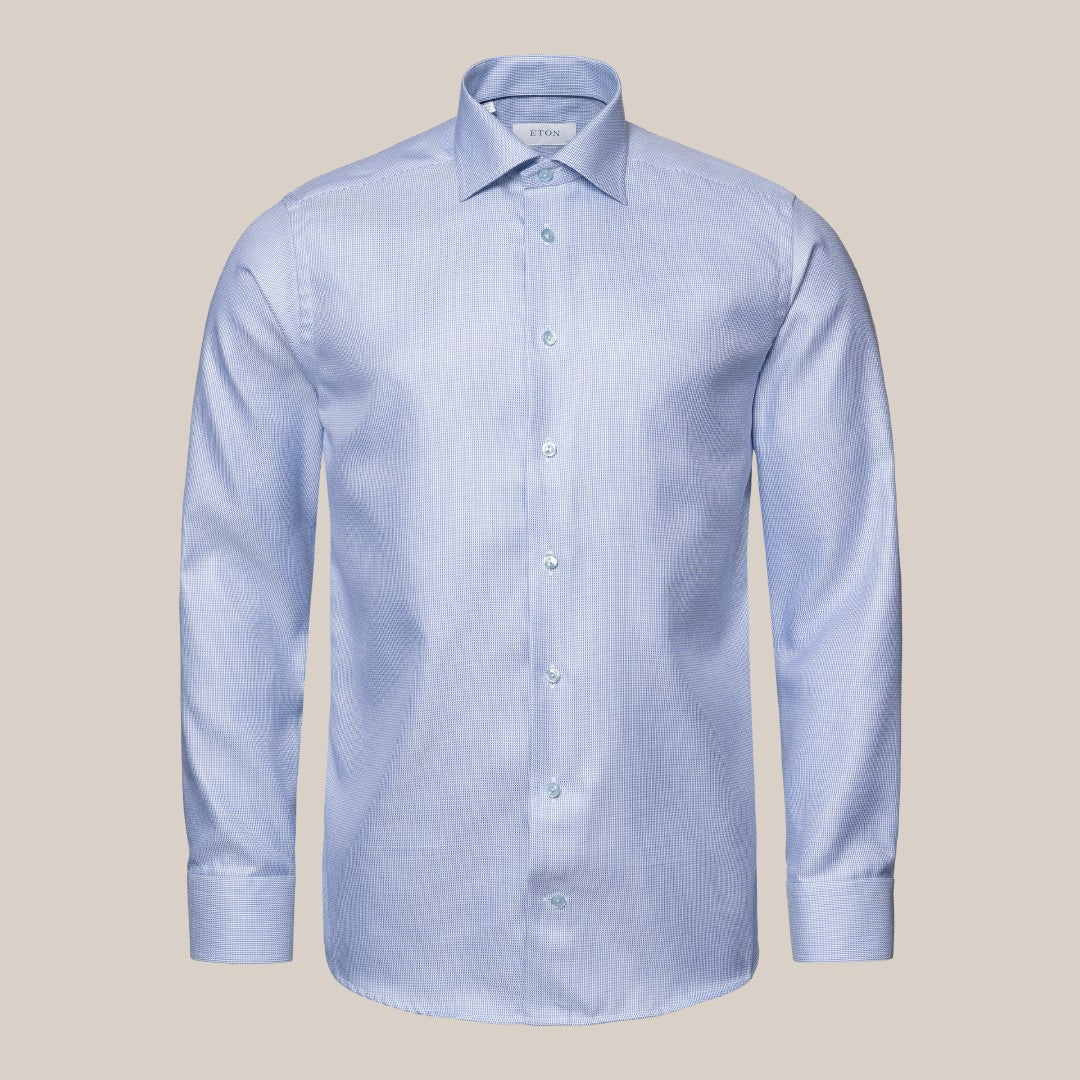 Eton Slim Fit Layered Stripe Shirt Light Blue-MALFORD OF LONDON SAVILE ROW MENSWEAR OUTLET