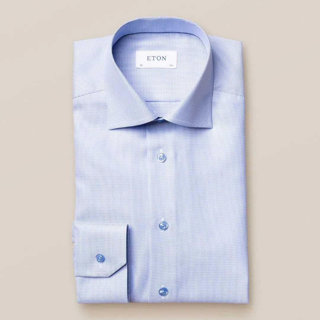 Eton Slim Fit Layered Stripe Shirt Light Blue-MALFORD OF LONDON SAVILE ROW MENSWEAR OUTLET