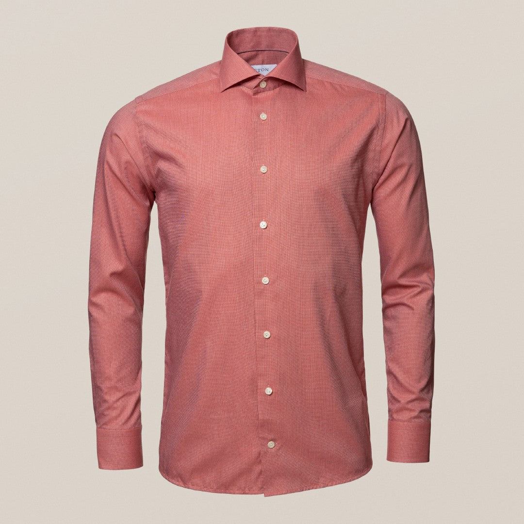 Eton Slim Fit Micro Diamond Weave Shirt Red-MALFORD OF LONDON SAVILE ROW MENSWEAR OUTLET