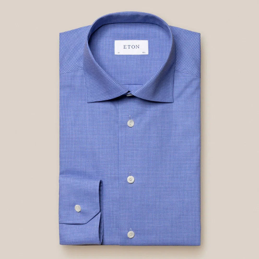 Eton Slim Fit Micro Gingham Shirt Light Purple-MALFORD OF LONDON SAVILE ROW MENSWEAR OUTLET