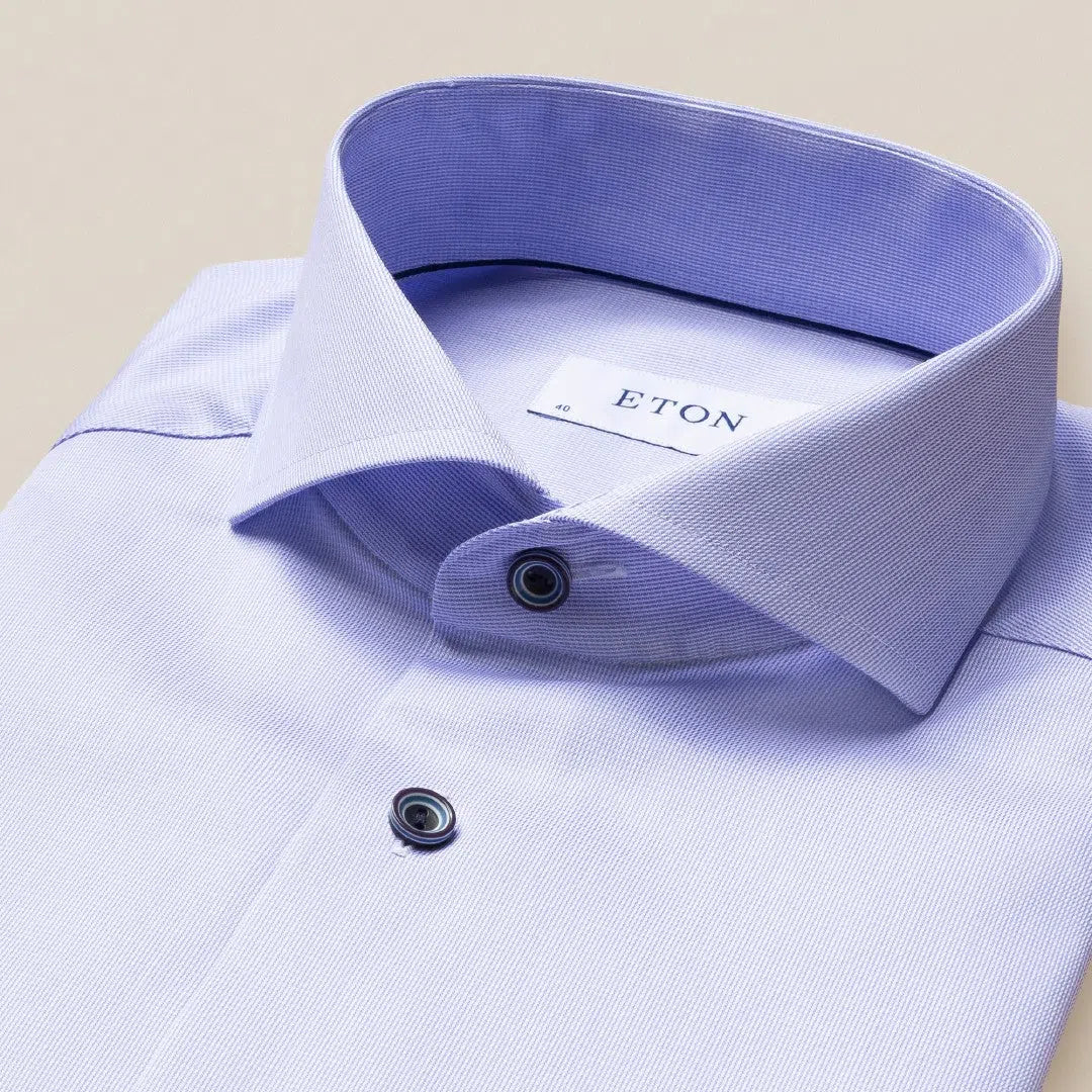 Eton Slim Fit Micro Pinstripe Shirt Light Blue-MALFORD OF LONDON SAVILE ROW MENSWEAR OUTLET