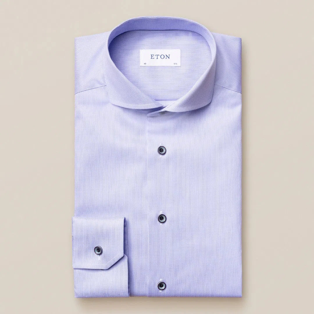 Eton Slim Fit Micro Pinstripe Shirt Light Blue-MALFORD OF LONDON SAVILE ROW MENSWEAR OUTLET