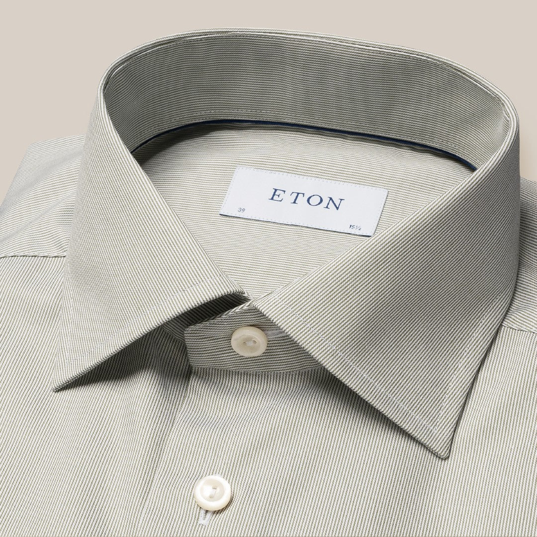 Eton Slim Fit Micro Stripe Shirt Light Green-MALFORD OF LONDON SAVILE ROW MENSWEAR OUTLET