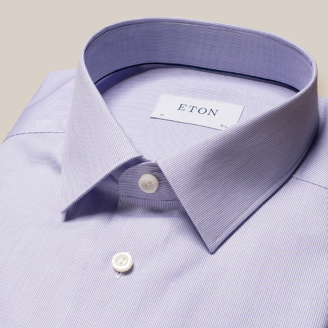 Eton Slim Fit Micro Stripe Shirt Light Purple-MALFORD OF LONDON SAVILE ROW MENSWEAR OUTLET